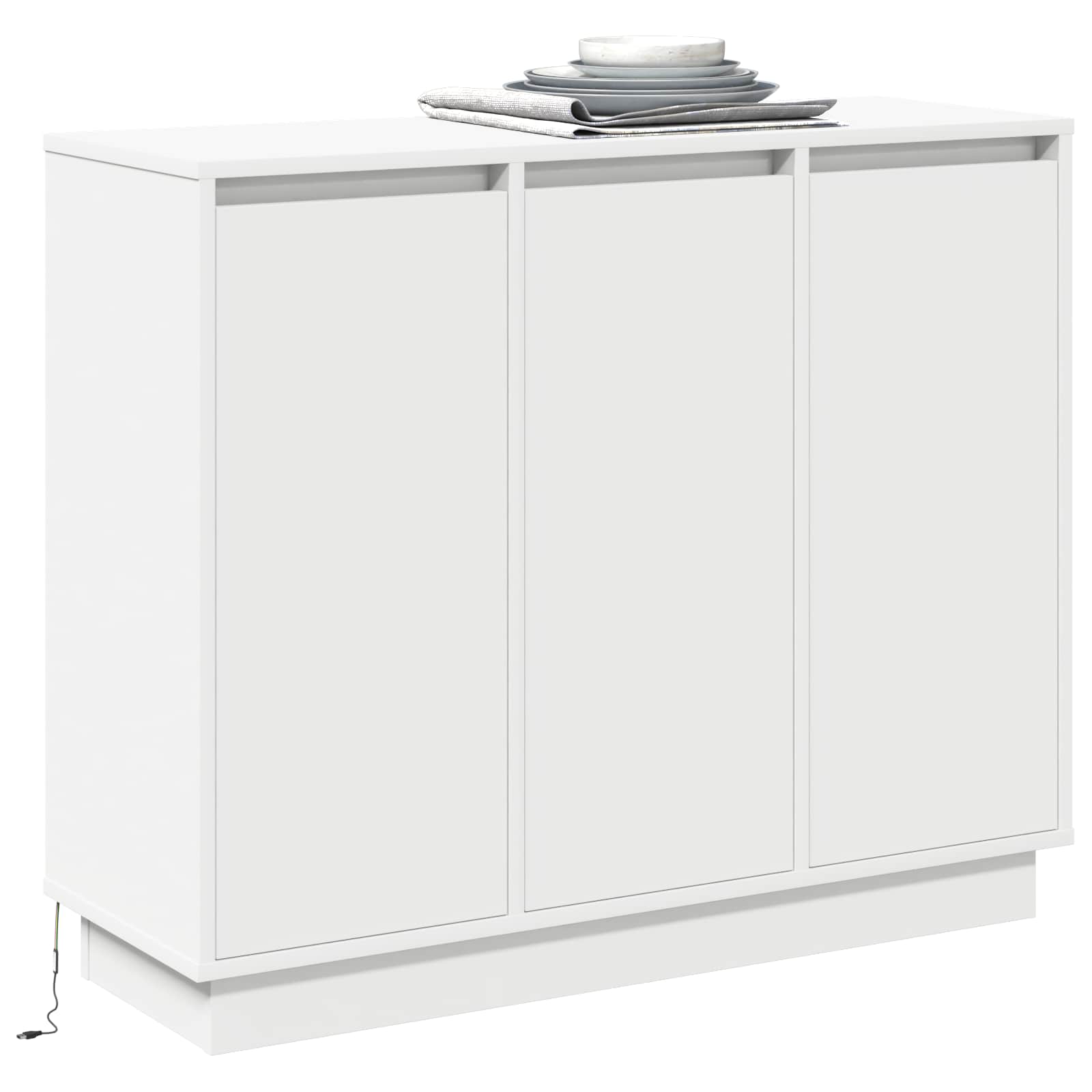 LED Sideboard with shelf White 90 x 32 x 75 cm Engineered wood