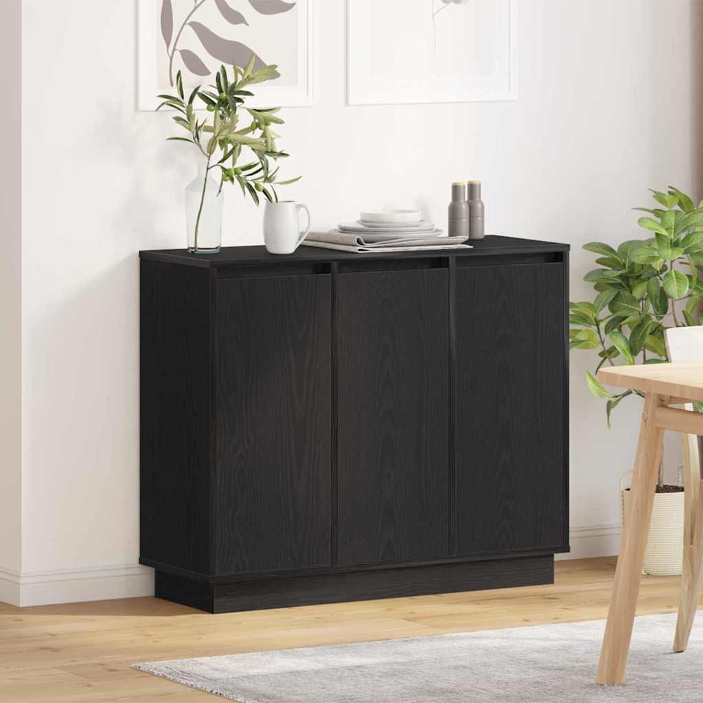 LED bufete Melns ozols 90 x 32 x 75 cm Apstrādāta koksne