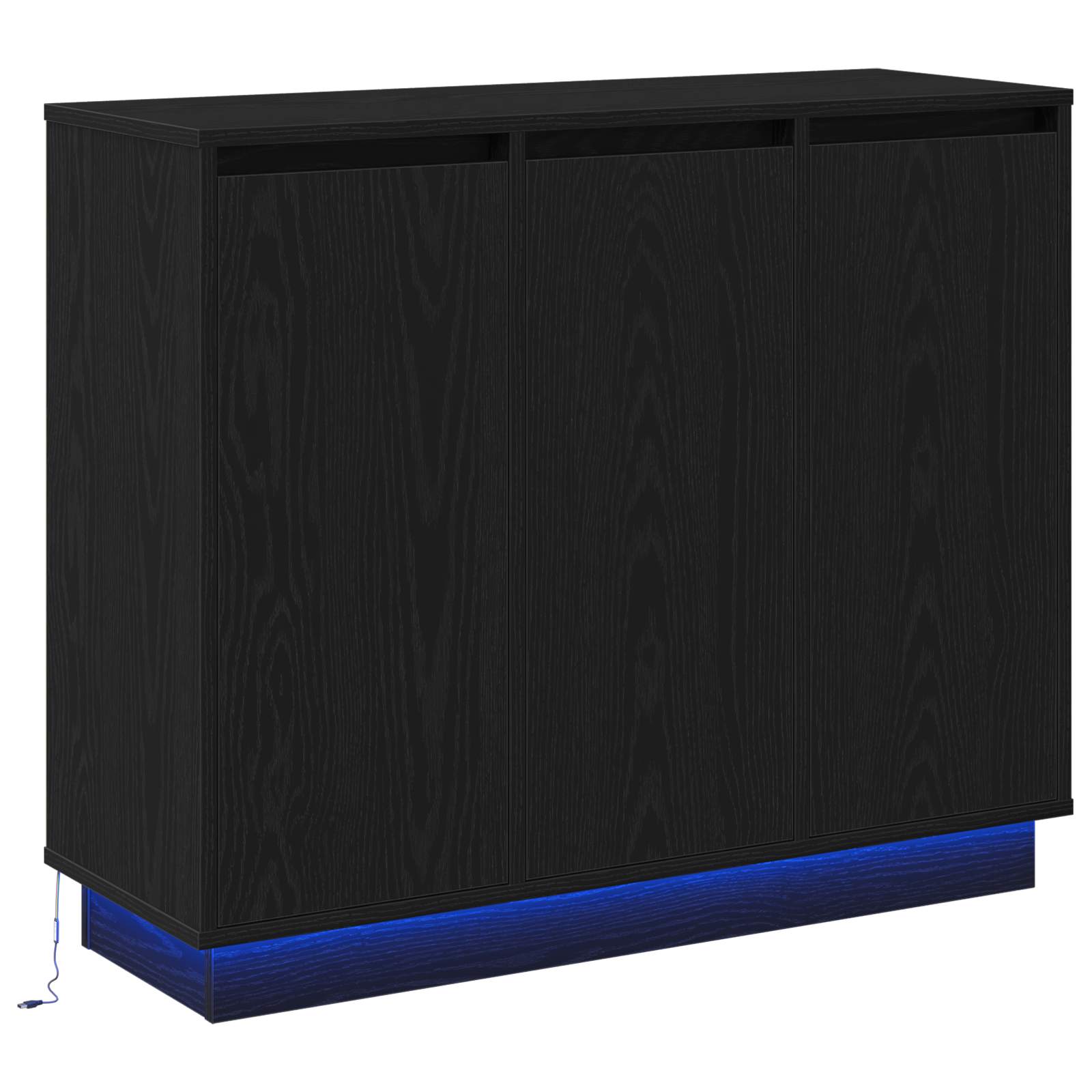 LED bufete Melns ozols 90 x 32 x 75 cm Apstrādāta koksne