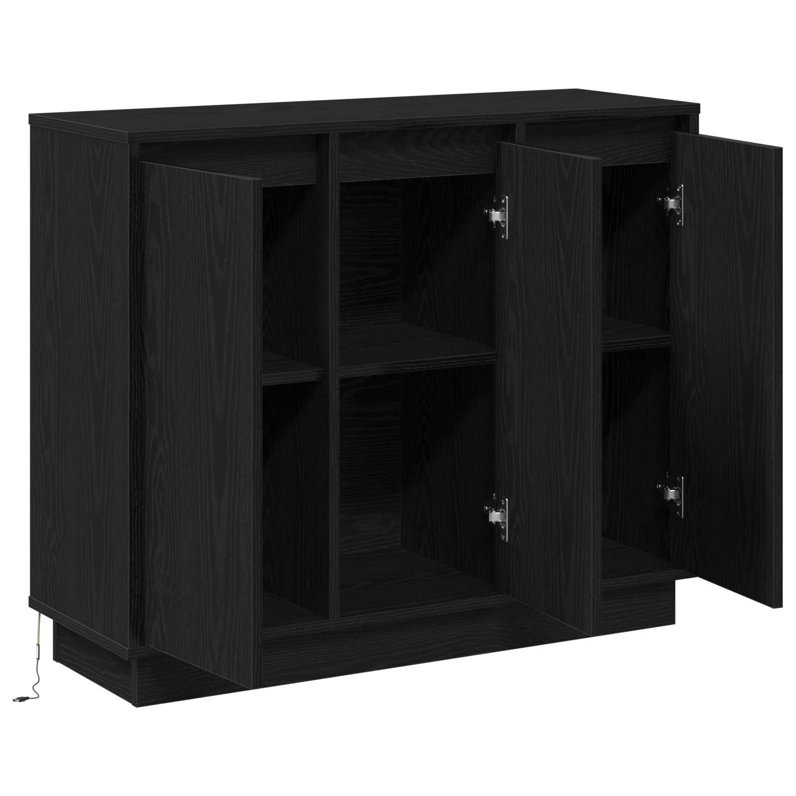 LED bufete Melns ozols 90 x 32 x 75 cm Apstrādāta koksne