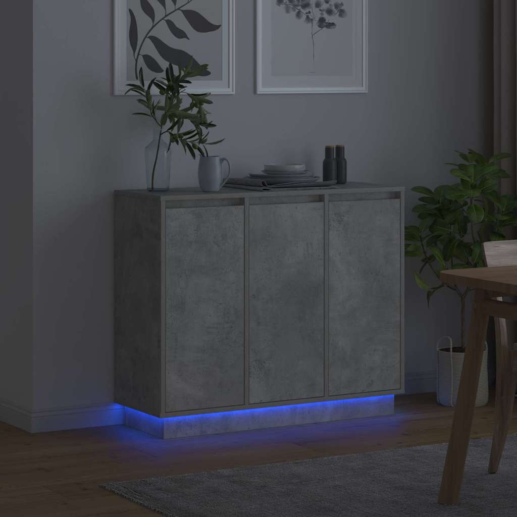 LED Bufetas Betono pilka 90 x 32 x 75 cm Apdirbta mediena