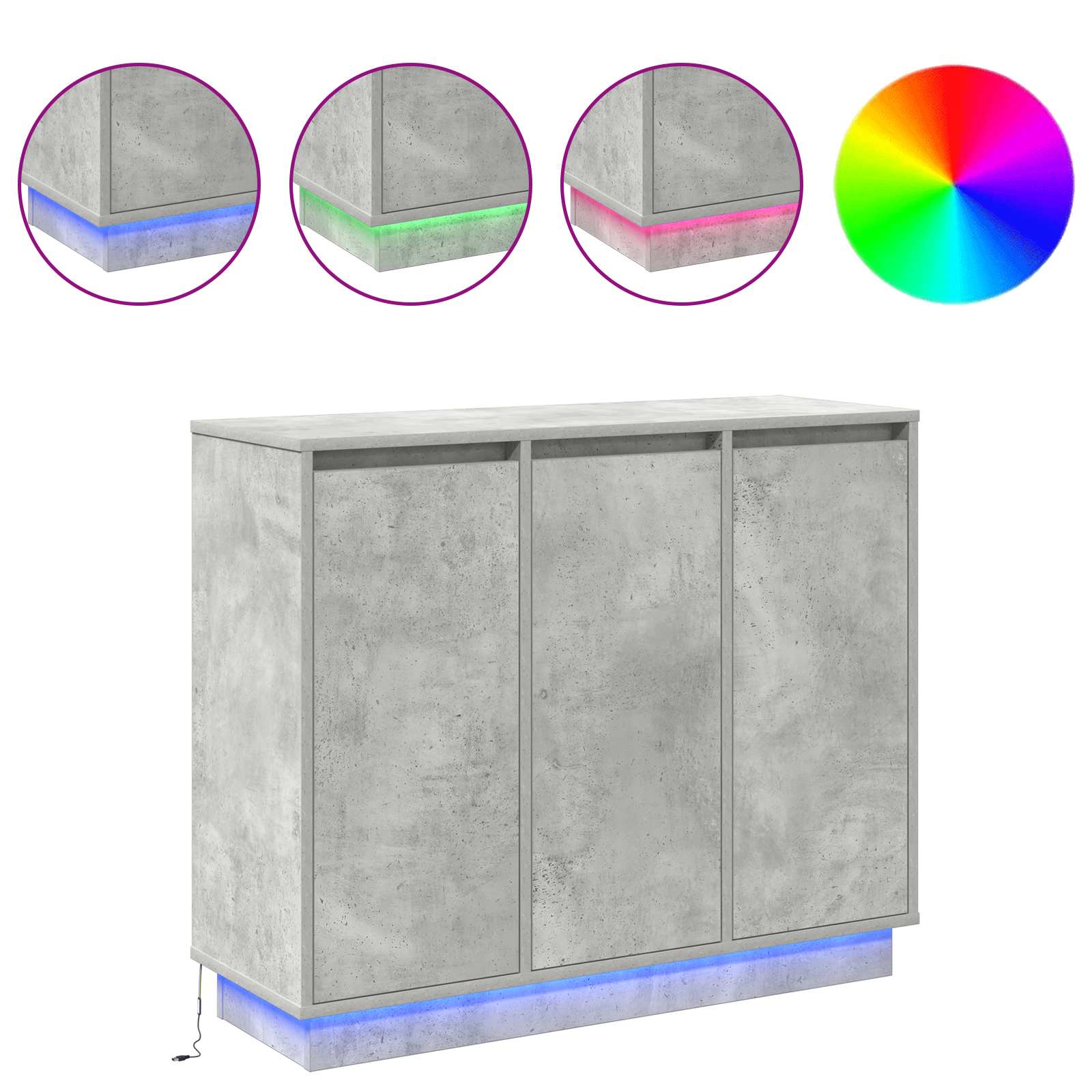 LED Bufetas Betono pilka 90 x 32 x 75 cm Apdirbta mediena