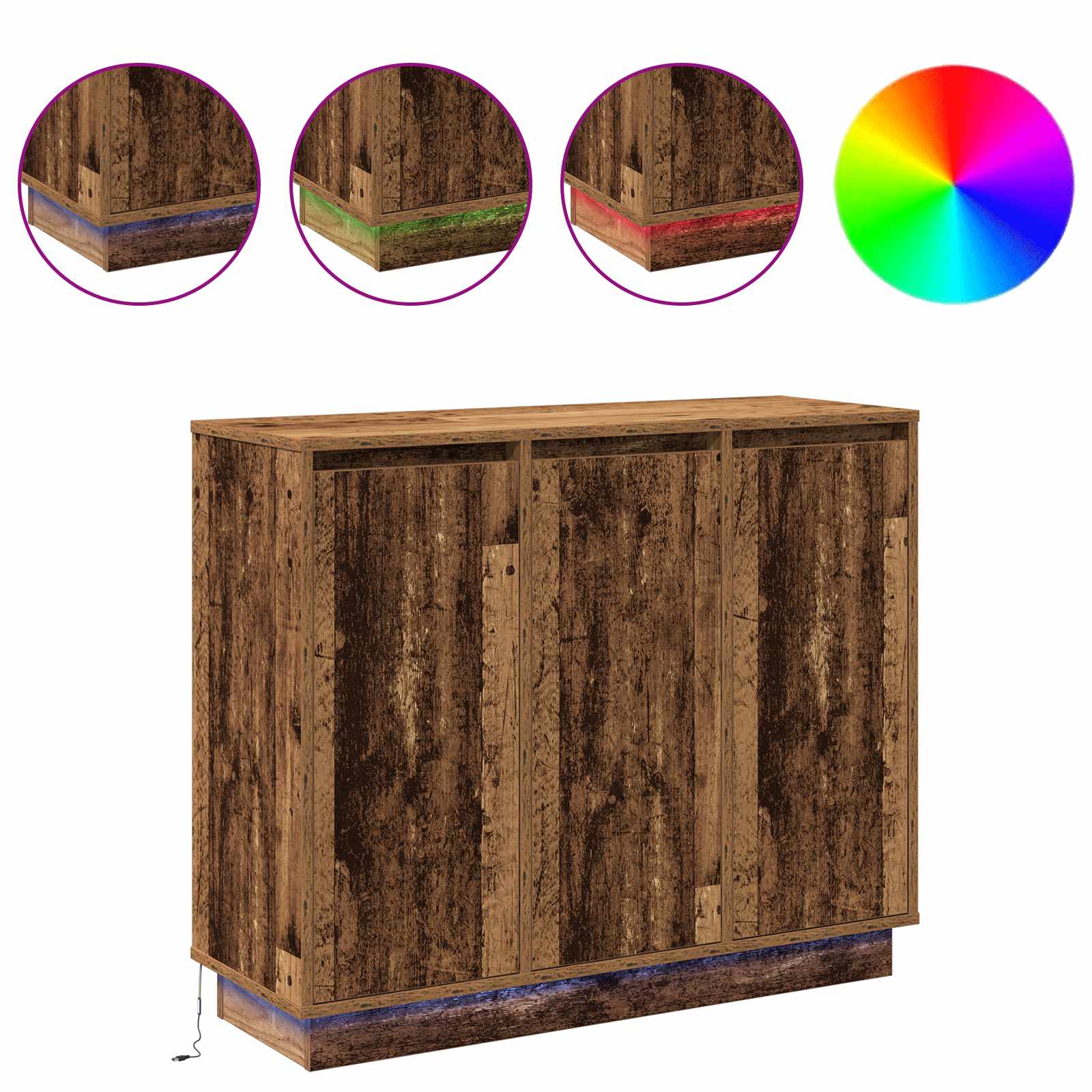 LED Bufetas Senas medis 90 x 32 x 75 cm Apdirbta mediena