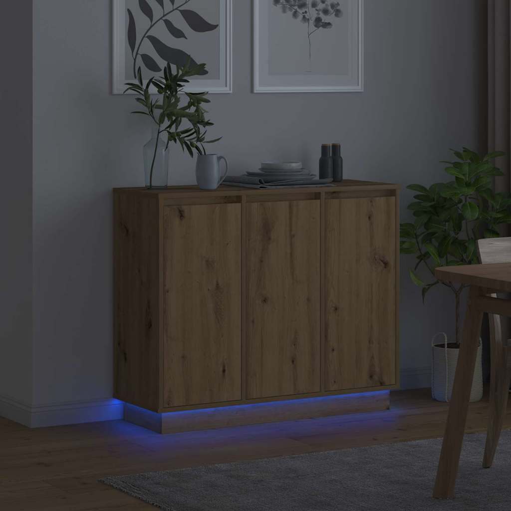 LED Bufetas Amatininkų ąžuolas 90 x 32 x 75 cm Apdirbta mediena