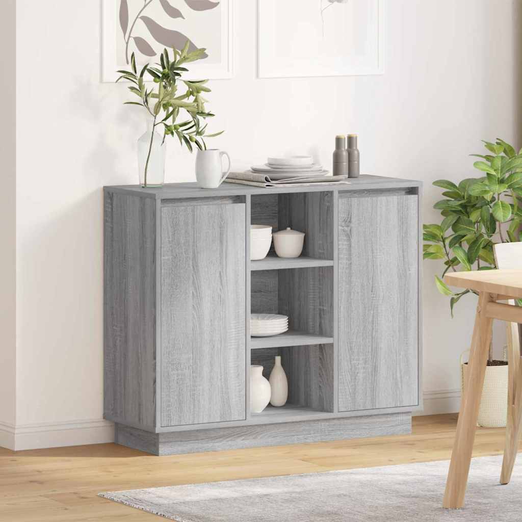 Sāns ar plauktu pelēks Sonoma 90 x 32 x 75 cm apstrādāta koksne