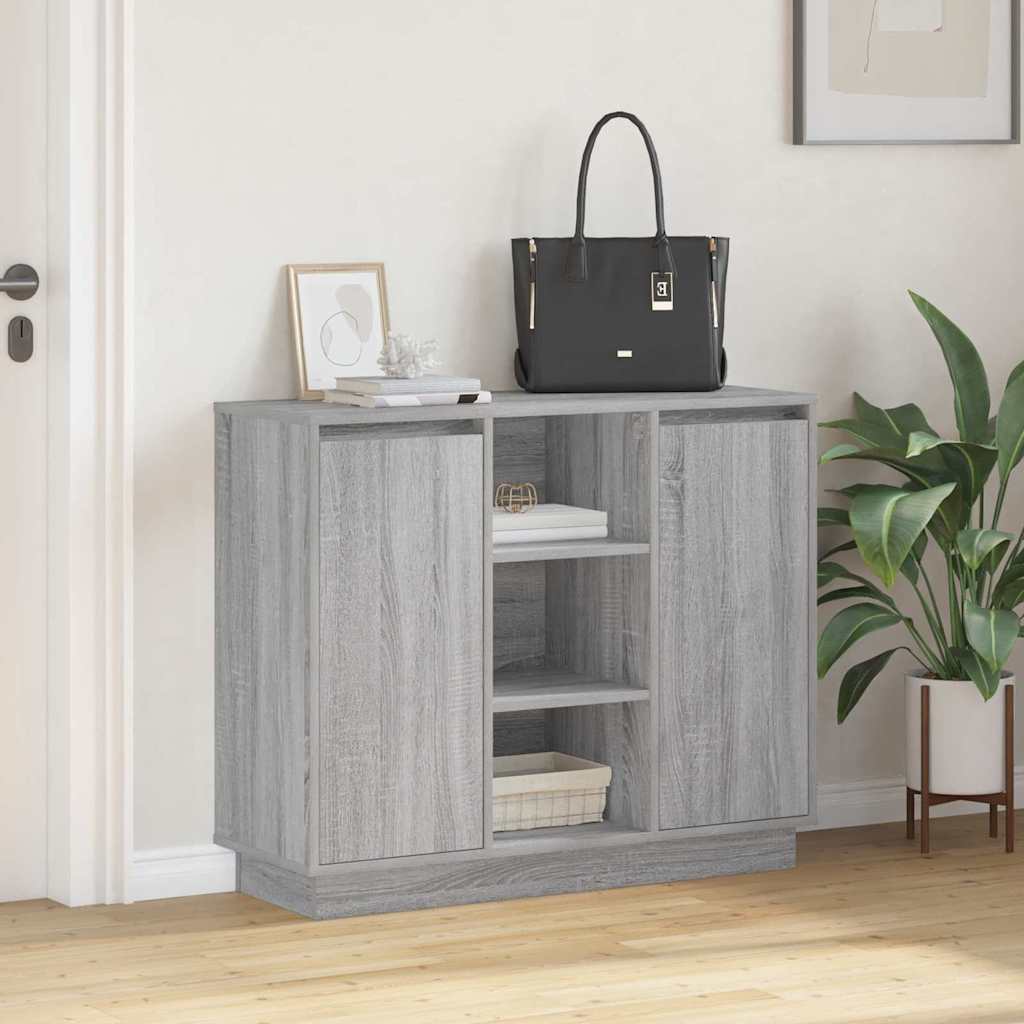 Sāns ar plauktu pelēks Sonoma 90 x 32 x 75 cm apstrādāta koksne