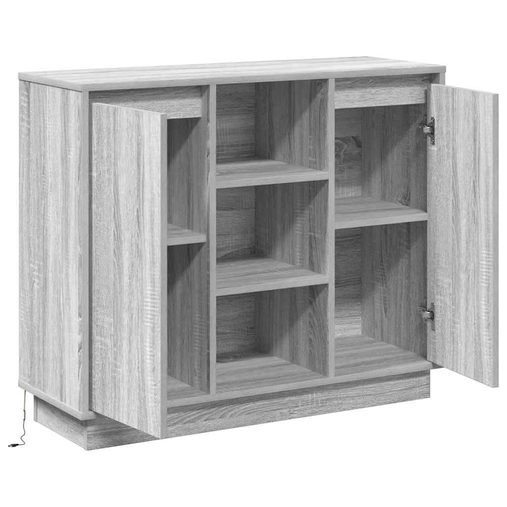 Sāns ar plauktu pelēks Sonoma 90 x 32 x 75 cm apstrādāta koksne