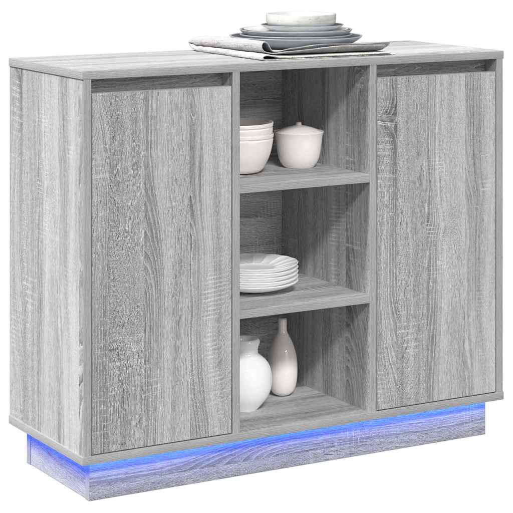 Sāns ar plauktu pelēks Sonoma 90 x 32 x 75 cm apstrādāta koksne