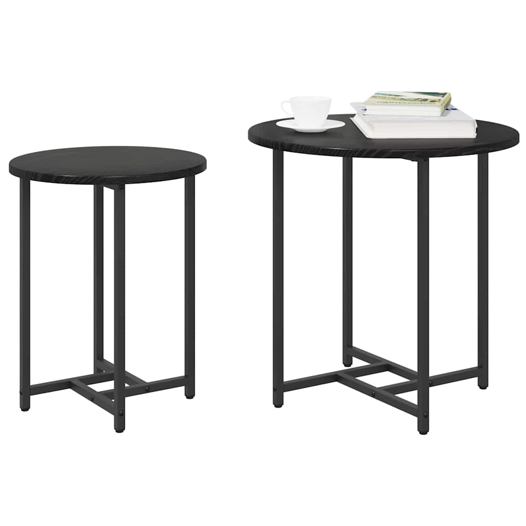 Šoniniai staliukai MIRANDA, ąžuolo medienos, juodas