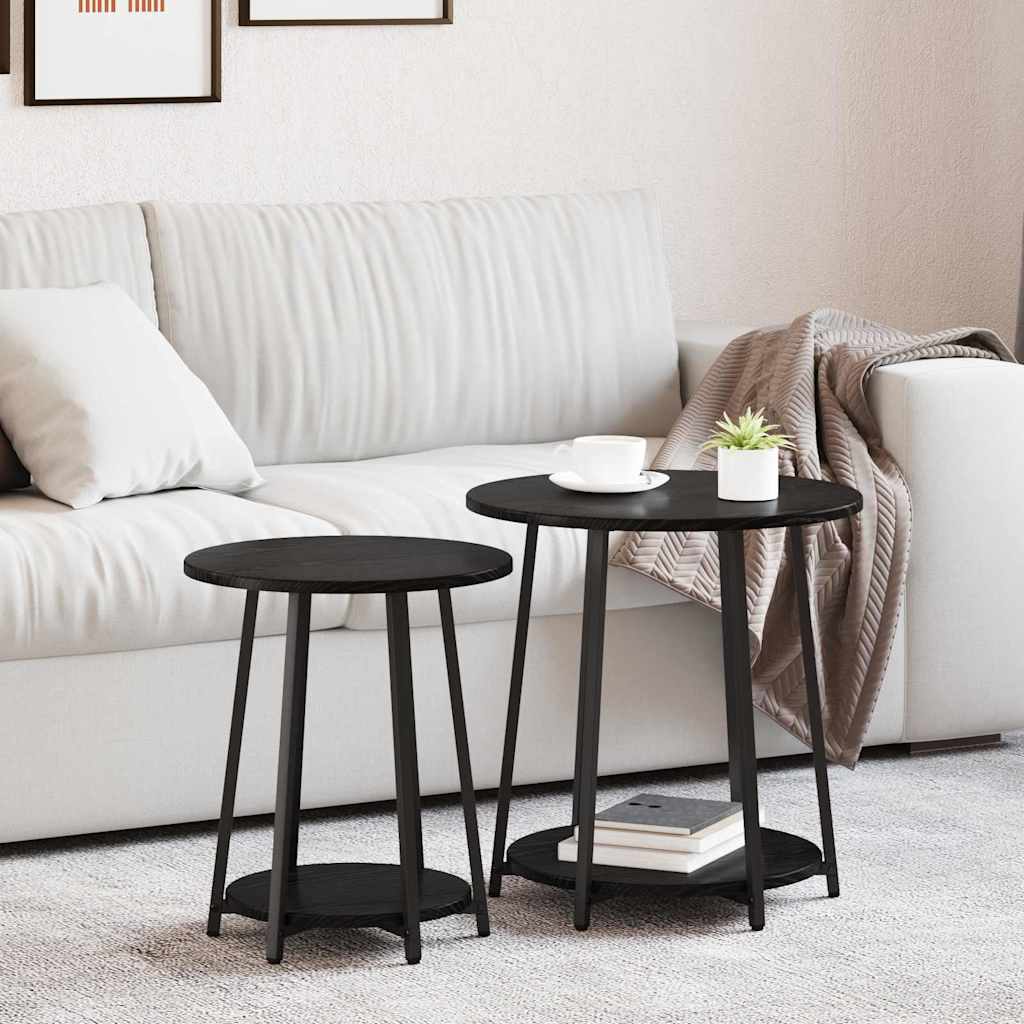 Side Tables Set 2 pcs Black Oak 50 x 50 x 51 cm
