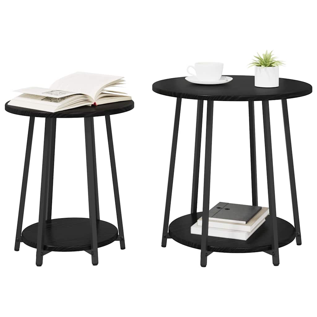 Side Tables Set 2 pcs Black Oak 50 x 50 x 51 cm