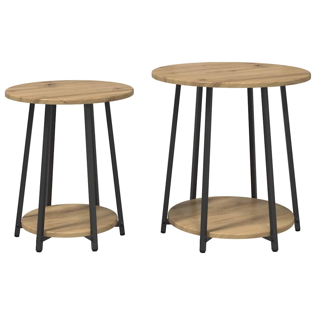 Šoninių staliukų komplektas 2 pcs Amatų ąžuolas ir juoda