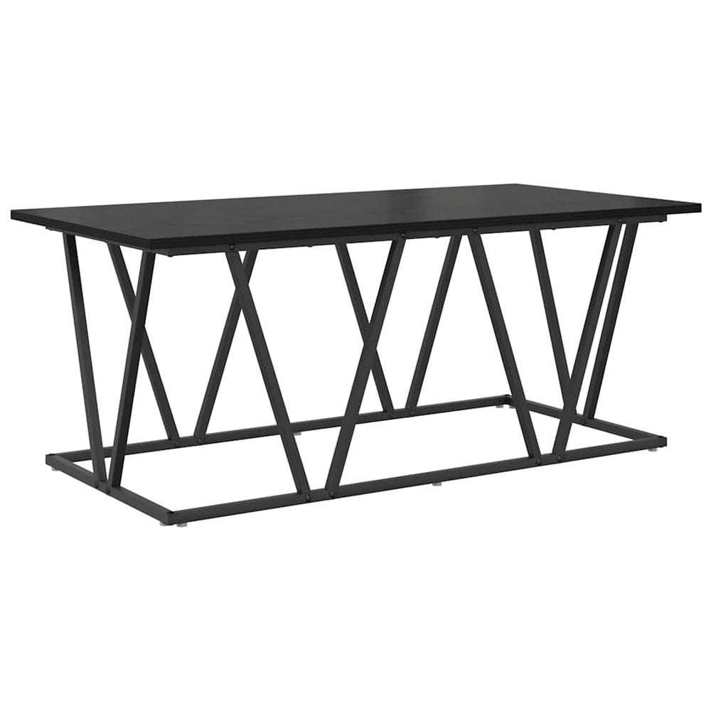 Juodas kavos staliukas 100x50x40 cm iš inžinerinio medžio ir metalo
