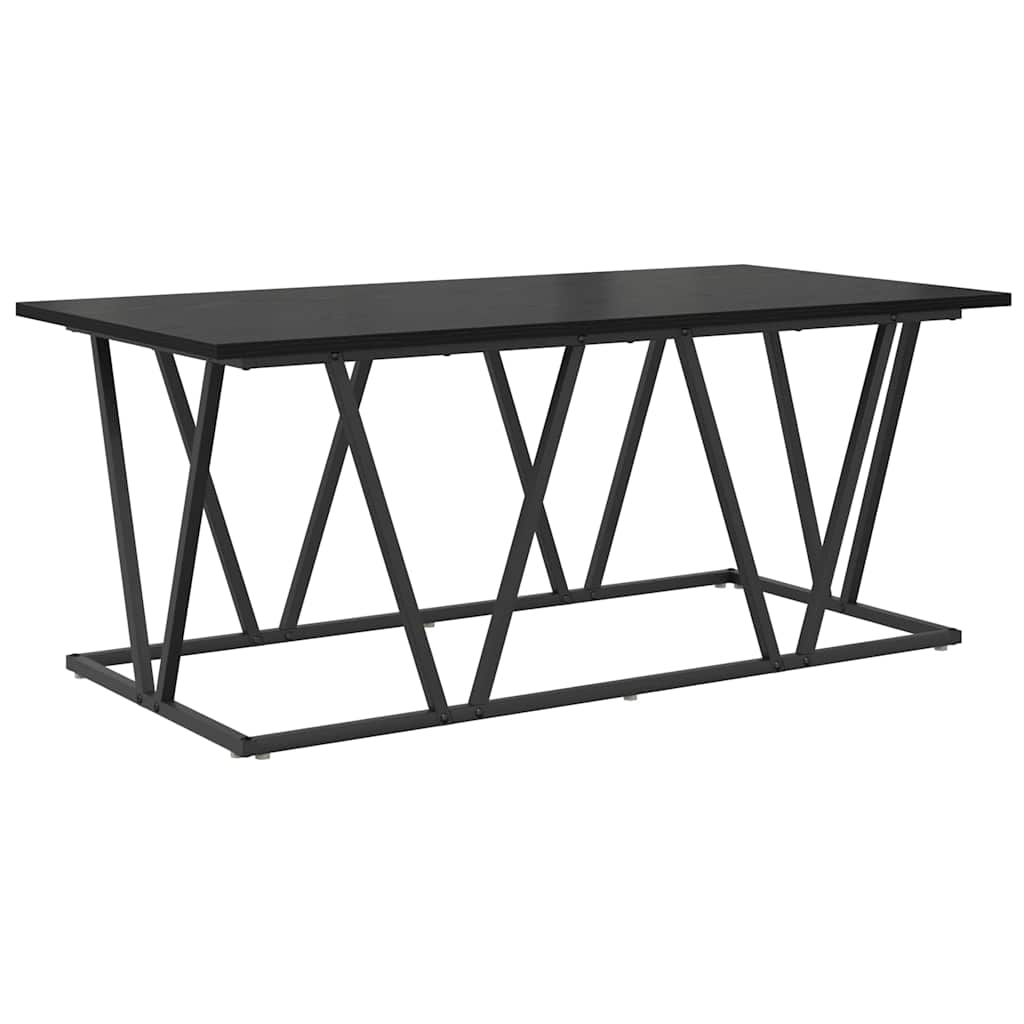 Juodas kavos staliukas 100x50x40 cm iš inžinerinio medžio ir metalo