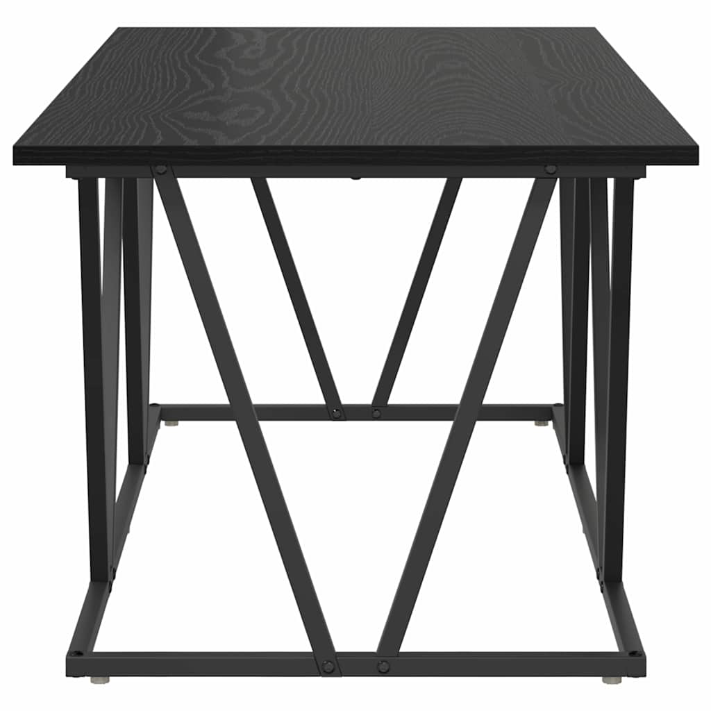 Juodas kavos staliukas 100x50x40 cm iš inžinerinio medžio ir metalo