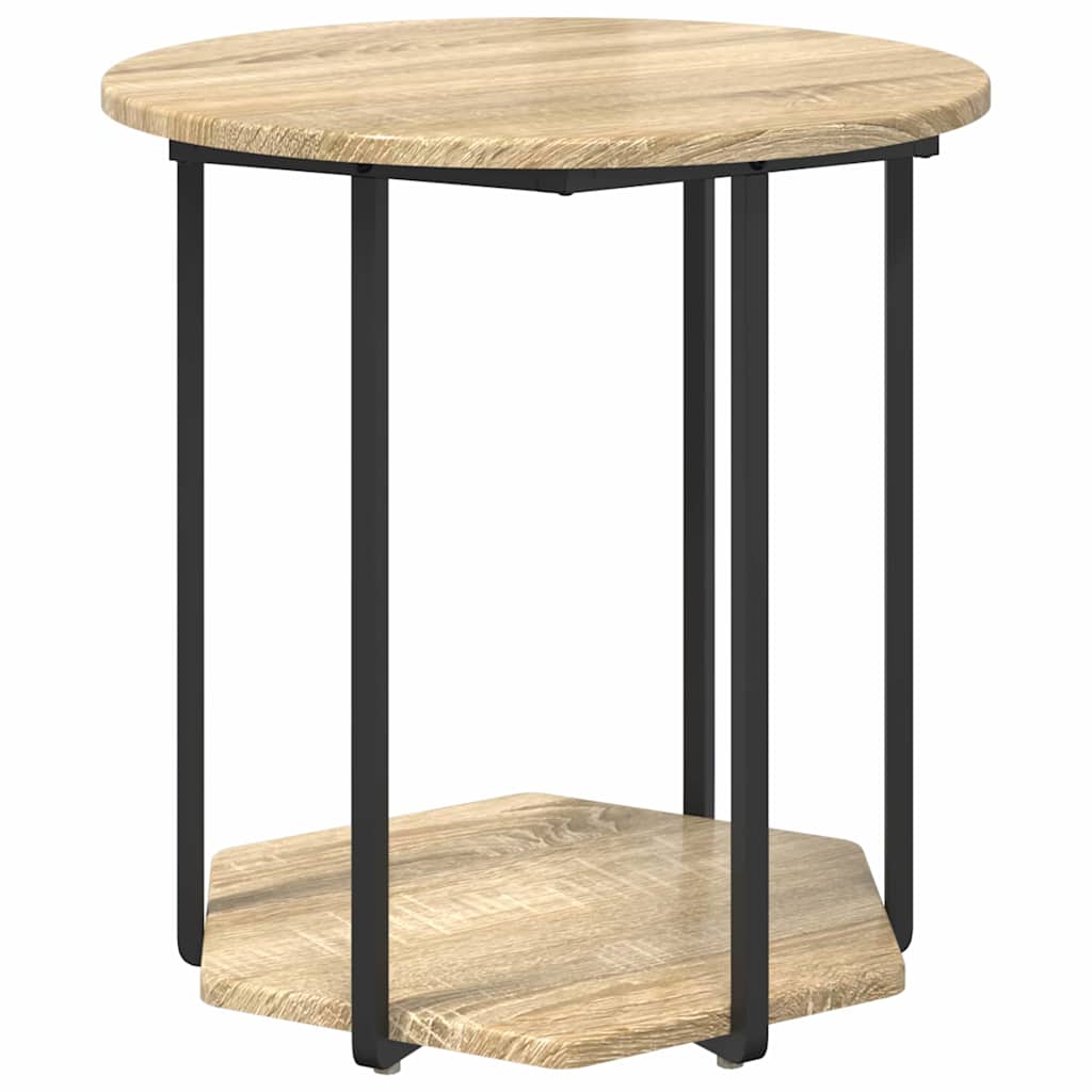 Šoninių staliukų komplektas 2 pcs Sonoma ąžuolo ir juoda