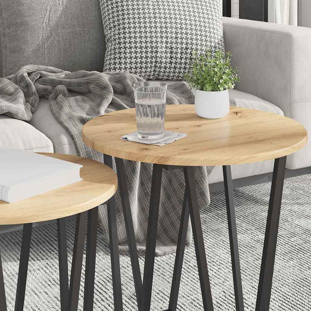 Šoninių staliukų komplektas 2 pcs Amatų ąžuolas ir juoda