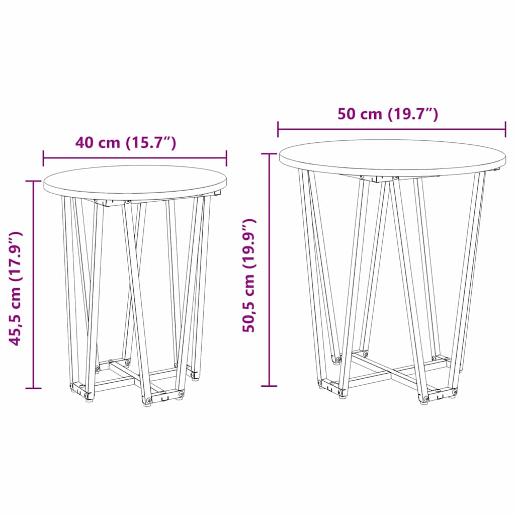 Šoninių staliukų komplektas 2 pcs Amatų ąžuolas ir juoda