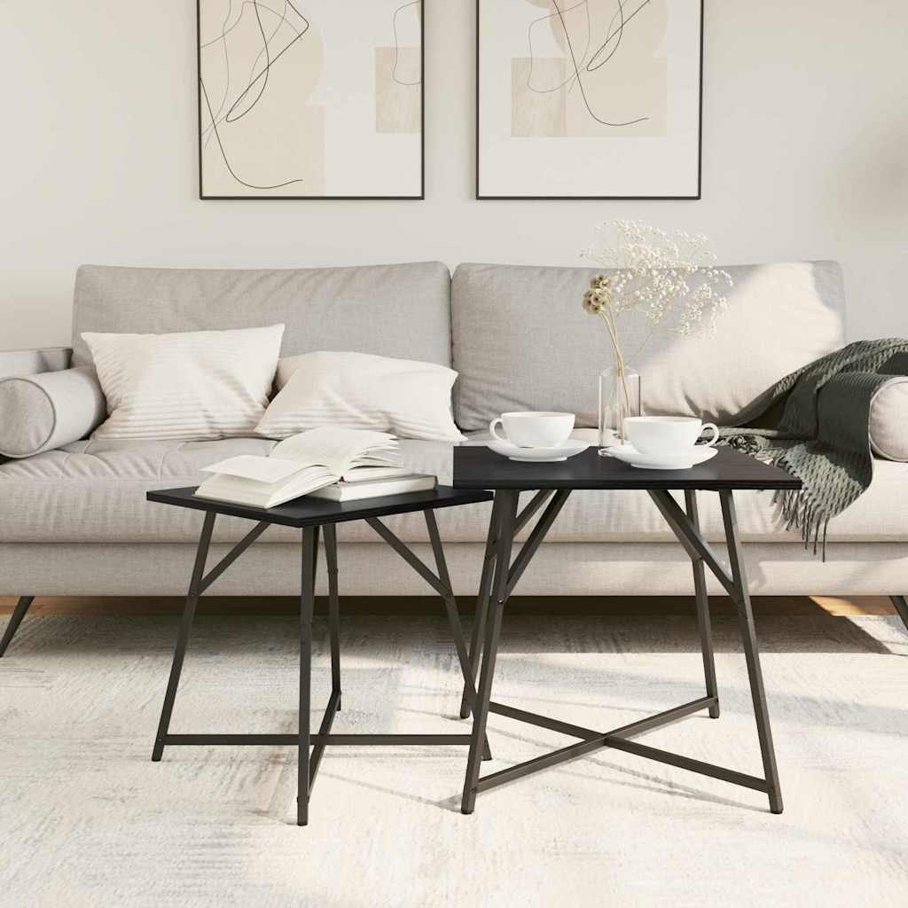Šoninių staliukų komplektas 2 pcs juoda ąžuolo 50 x 50 x 50 cm