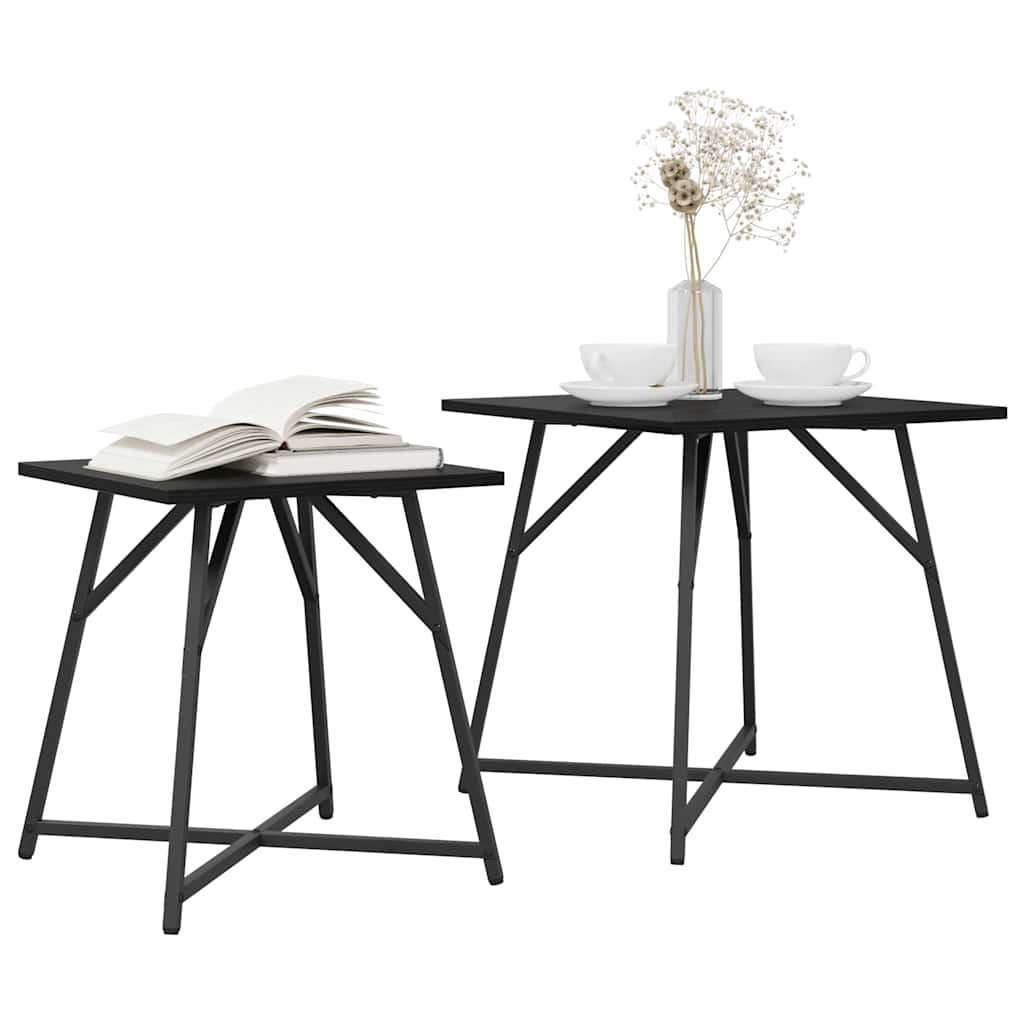 Šoninių staliukų komplektas 2 pcs juoda ąžuolo 50 x 50 x 50 cm