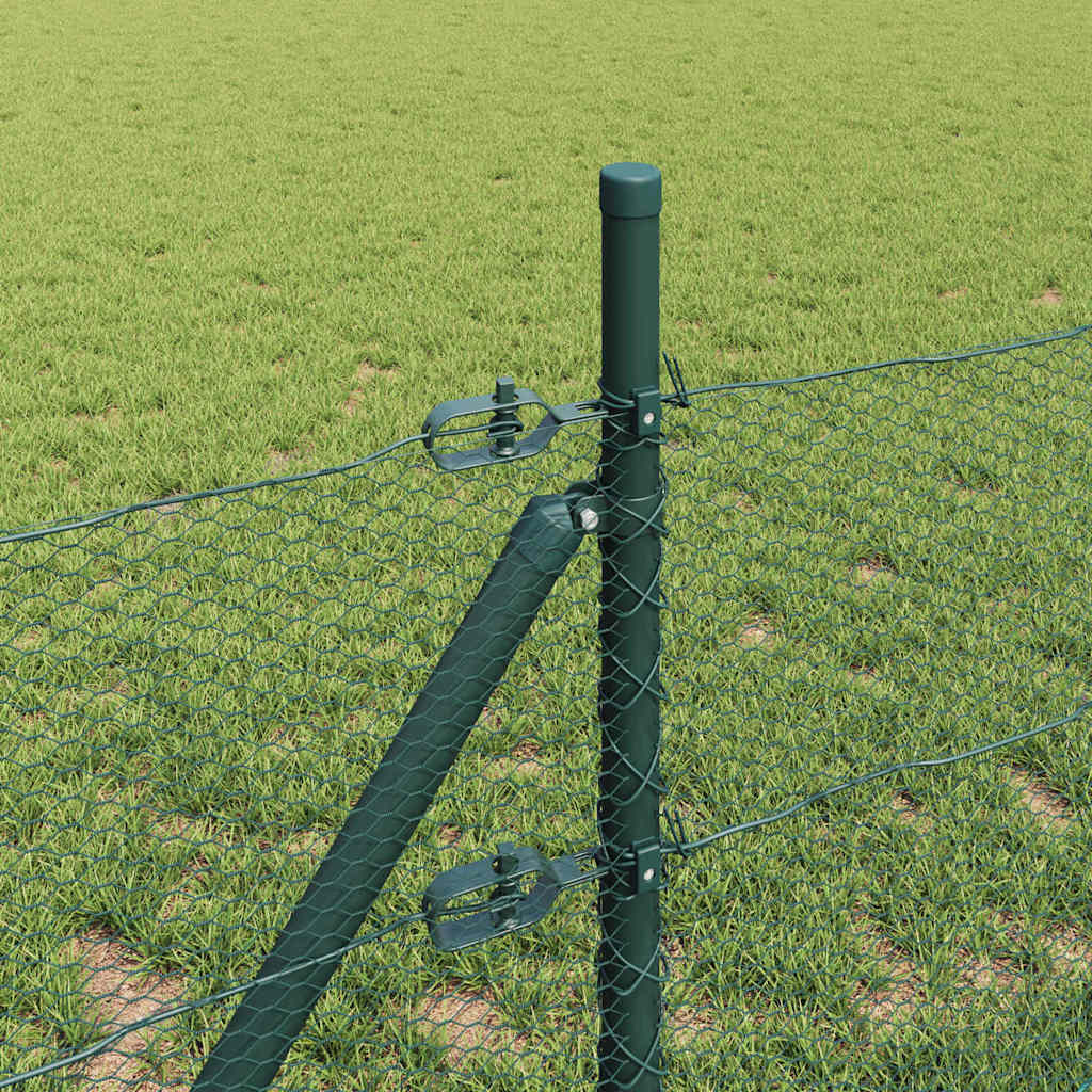 Green PVC-Coated Steel Fence with Posts 0.4 x 10 m