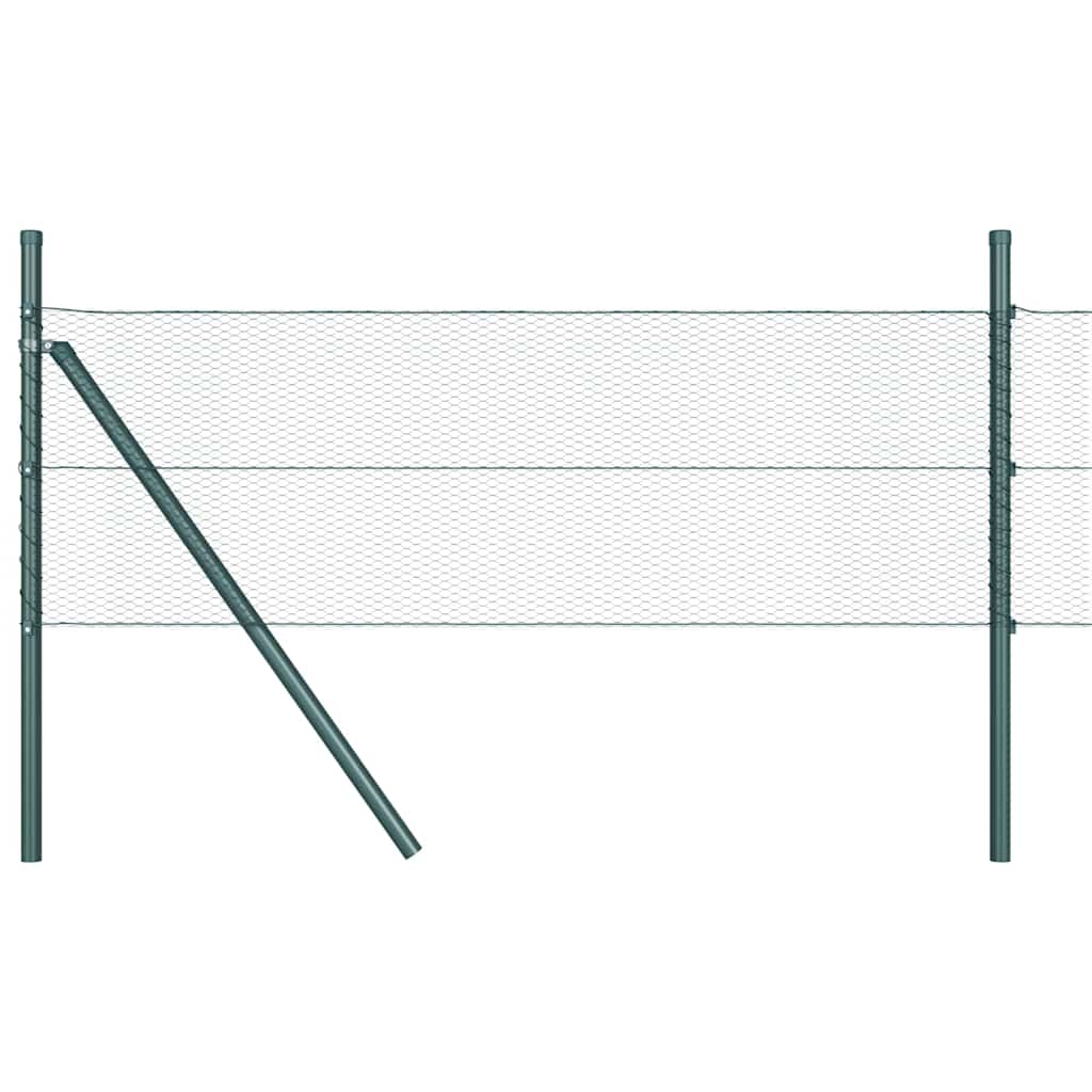 Green PVC-Coated Steel Fence with Posts 0.4 x 10 m