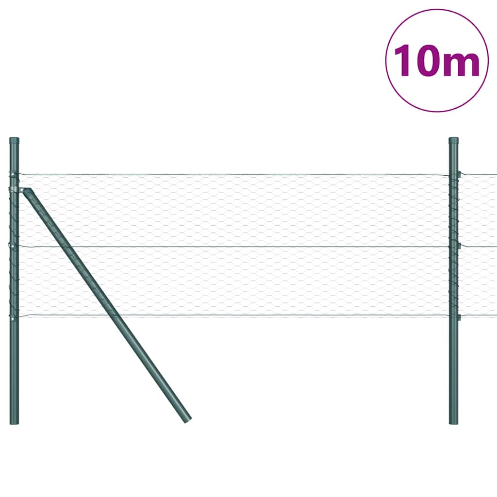 Green PVC-Coated Steel Fence with Posts 0.4 x 10 m