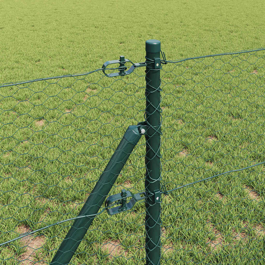 Fence with posts Green 0.6 x 10 m PVC coated steel
