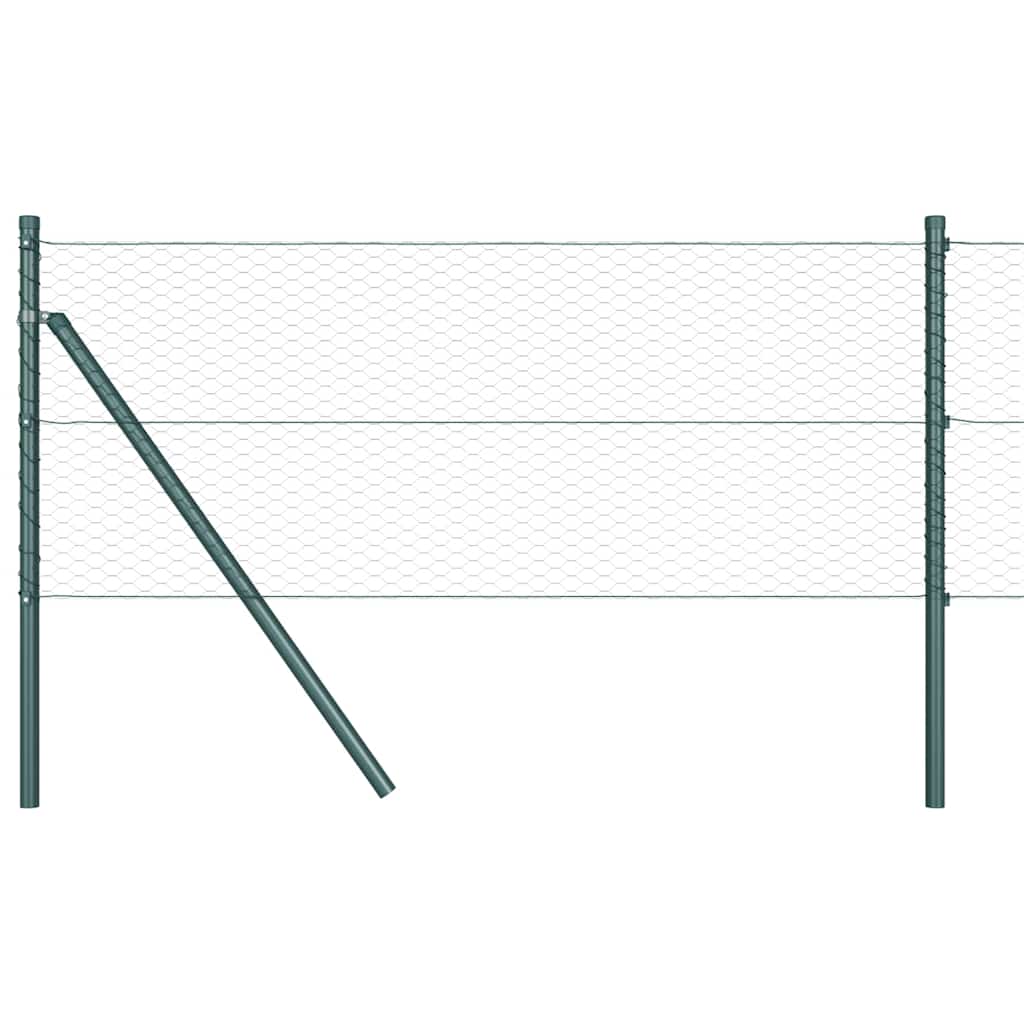 Fence with posts Green 0.6 x 10 m PVC coated steel
