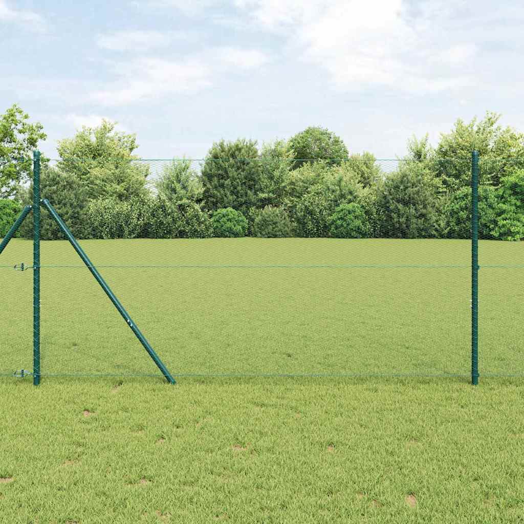 Fence with Posts Green 1.2 x 10 m PVC Coated Steel