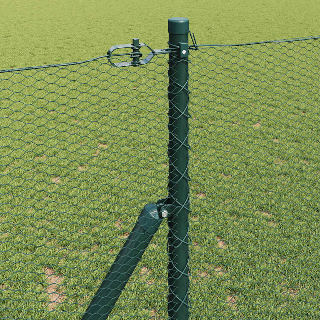 Fence with posts Green 1.4 x 10 m PVC-coated steel