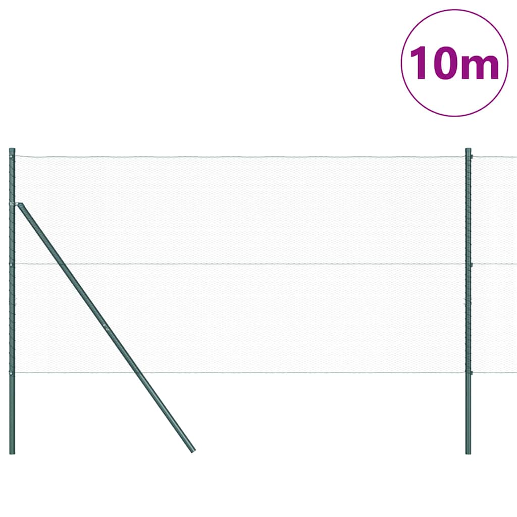 Fence with posts Green 1.4 x 10 m PVC-coated steel