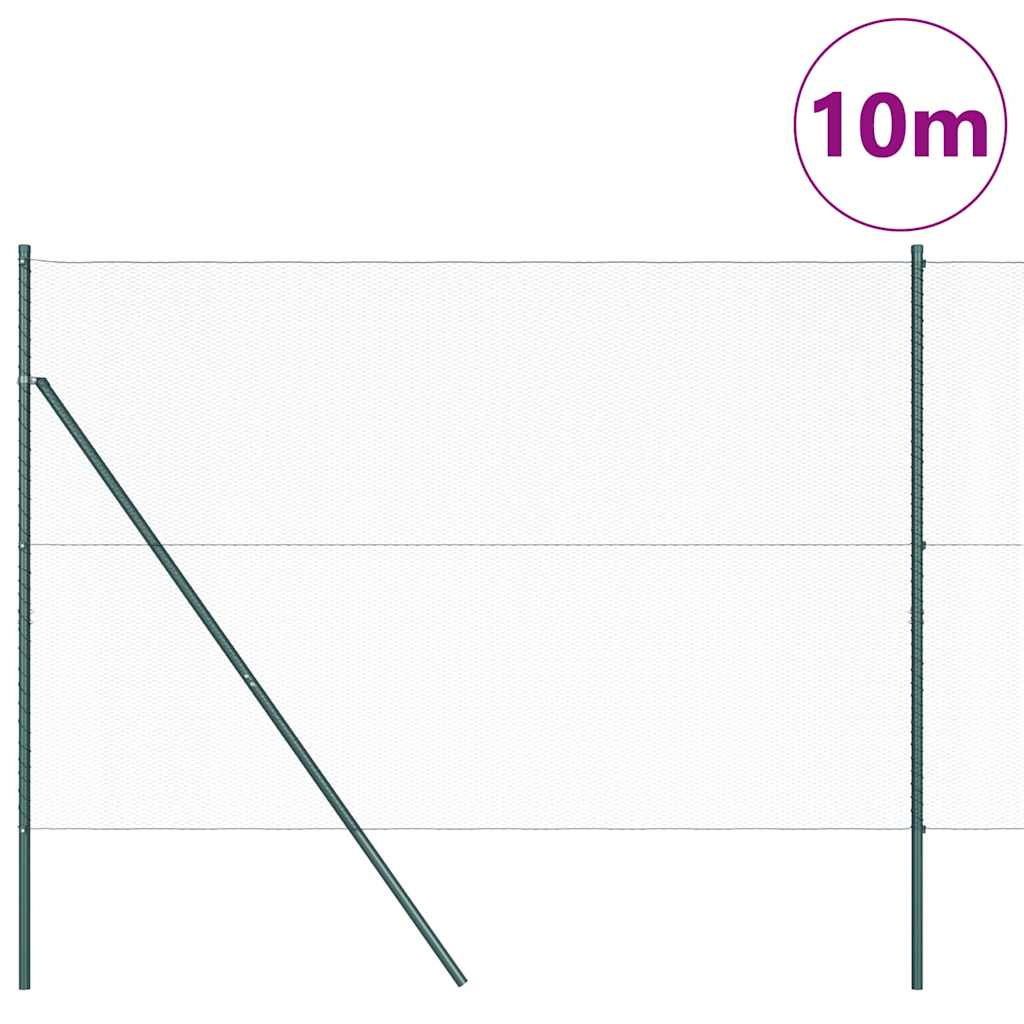 Fence with Posts Green 1.5 x 10 m PVC Coated Steel