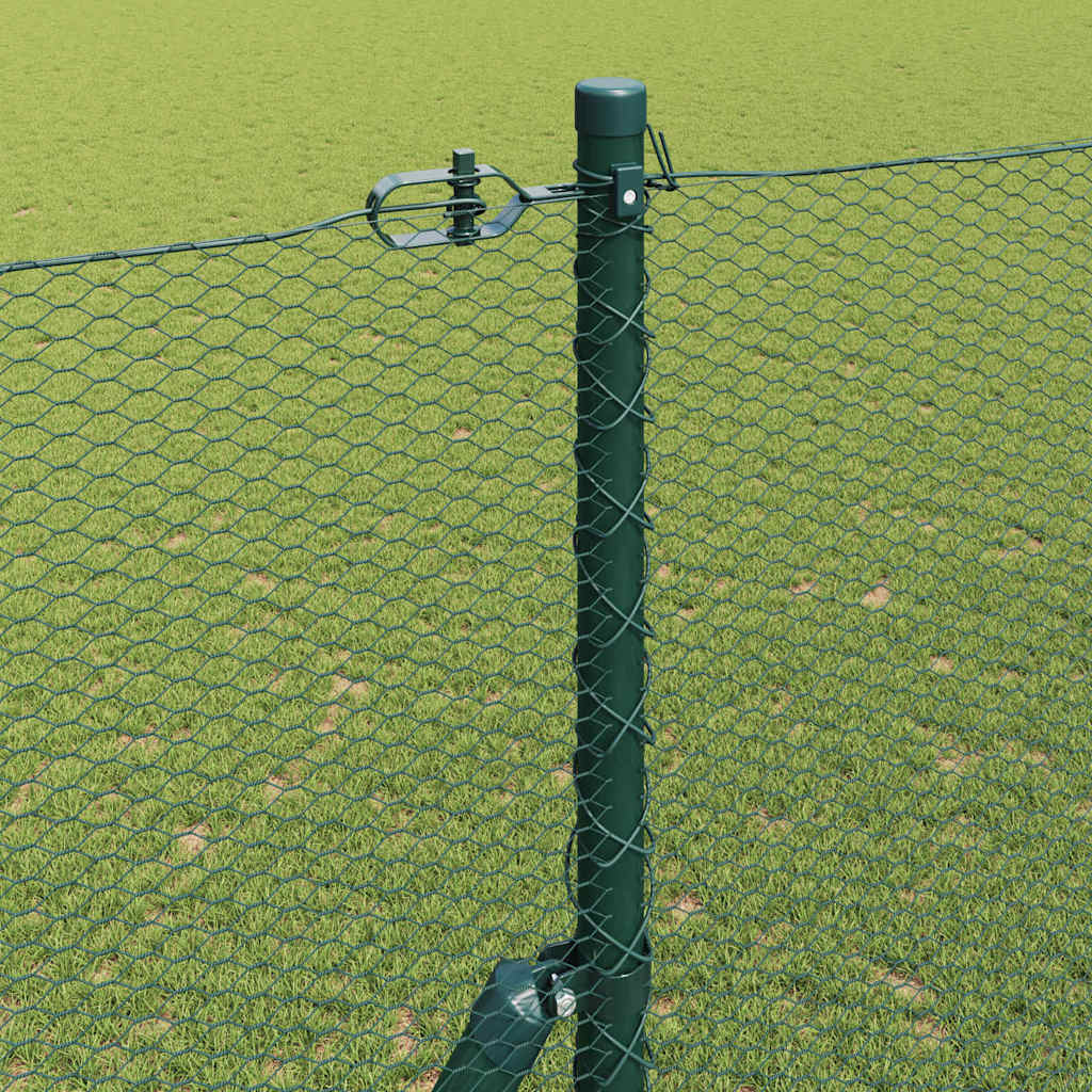 Fence with Posts Green 1.6 x 10 m PVC Coated Steel
