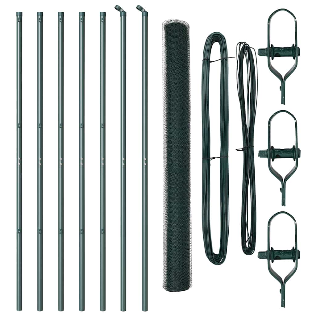 Fence with Posts Green 1.6 x 10 m PVC Coated Steel