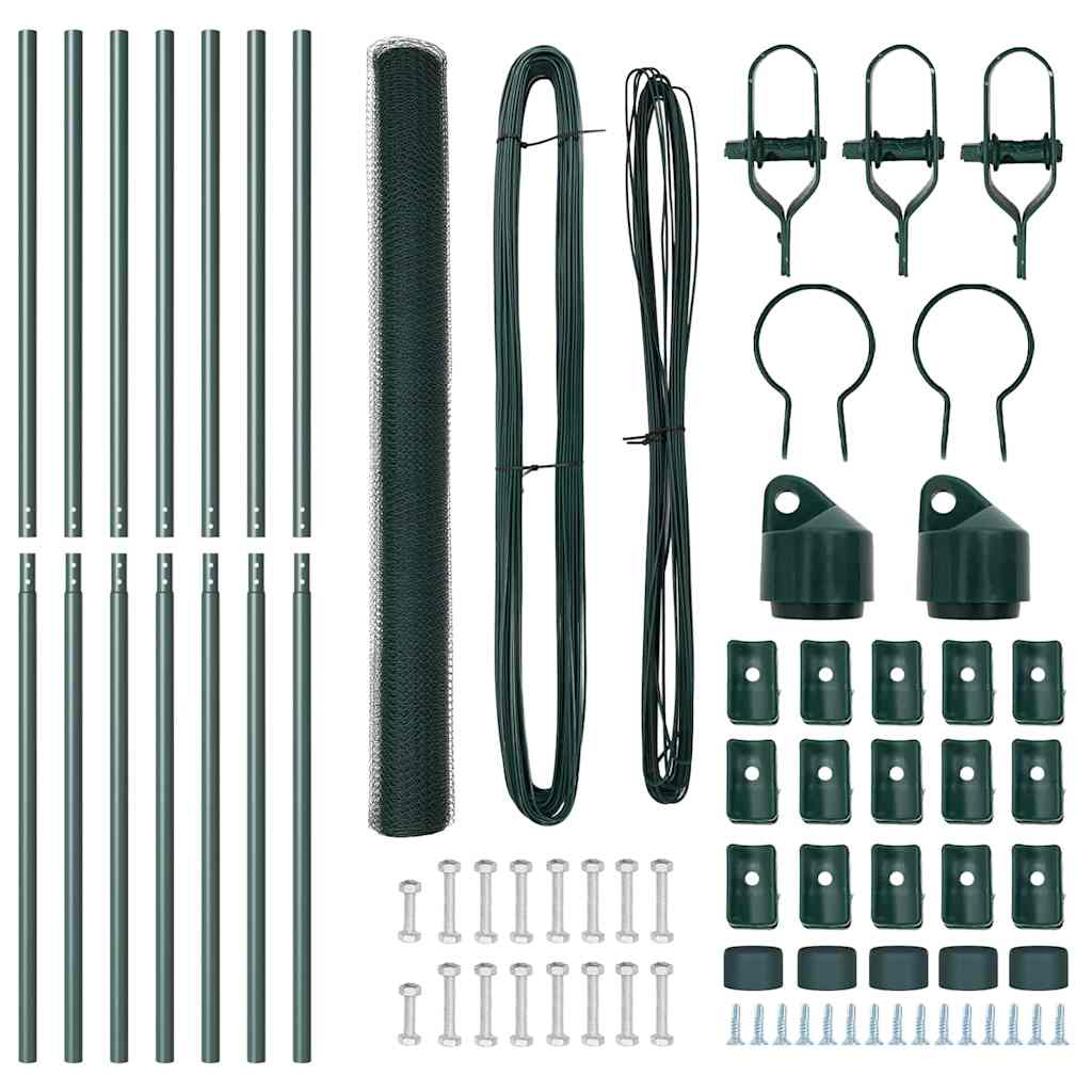 Fence with Posts Green 1.6 x 10 m PVC Coated Steel