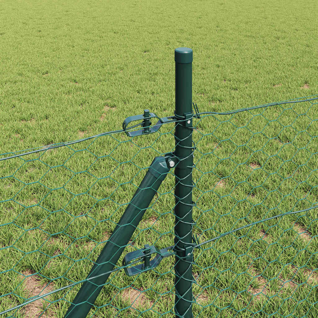 Fence with posts Green 0.5 x 25 m PVC coated steel