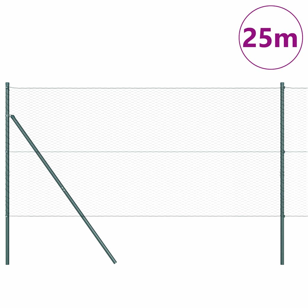 Tvora su stulpais Žalia 1 x 25 m PVC dengtas plienas