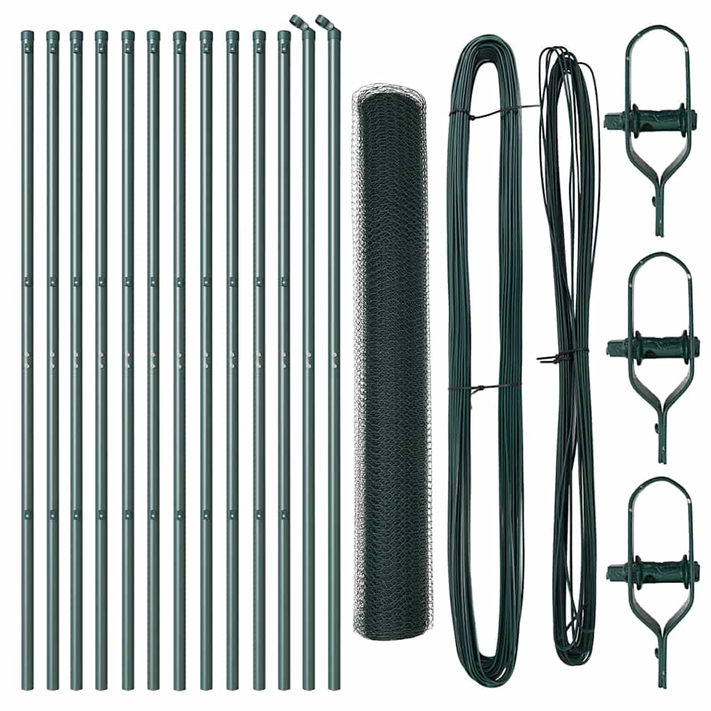 Žogs ar stabiem Zaļš 1,4 x 25 m ar PVC pārklāts tērauds