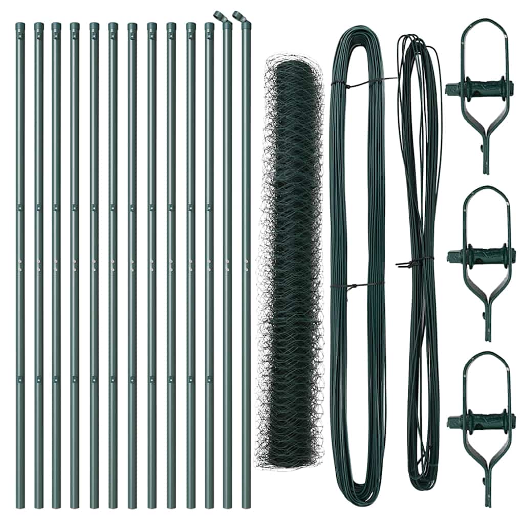 Žogs ar stabiem Zaļš 1,4 x 25 m ar PVC pārklāts tērauds