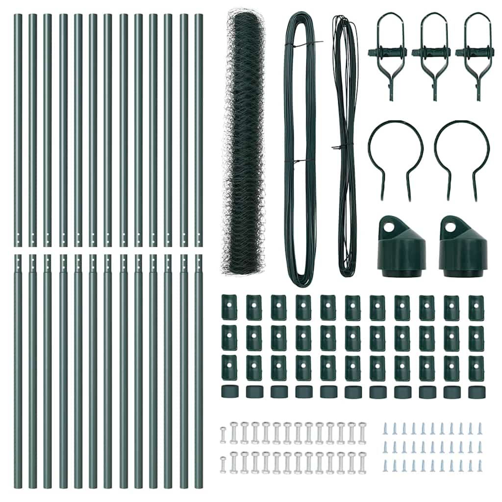 Žogs ar stabiem Zaļš 1,4 x 25 m ar PVC pārklāts tērauds