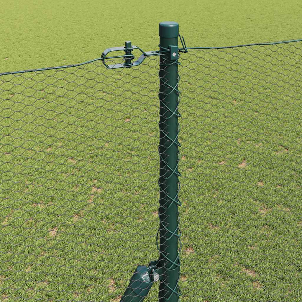 Fence with Posts Green 1.6 x 25 m PVC Coated Steel
