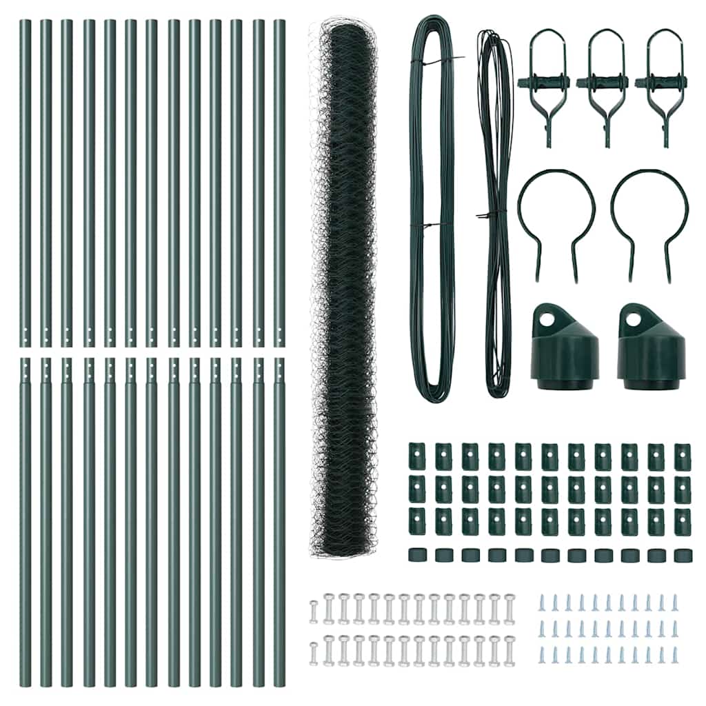 Žoga ar stabiem Zaļa 1.6 x 25 m ar PVC pārklāts tērauds
