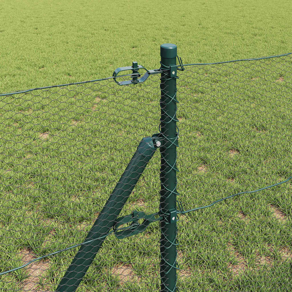 Fence with posts Green 0.6 x 50 m PVC coated steel