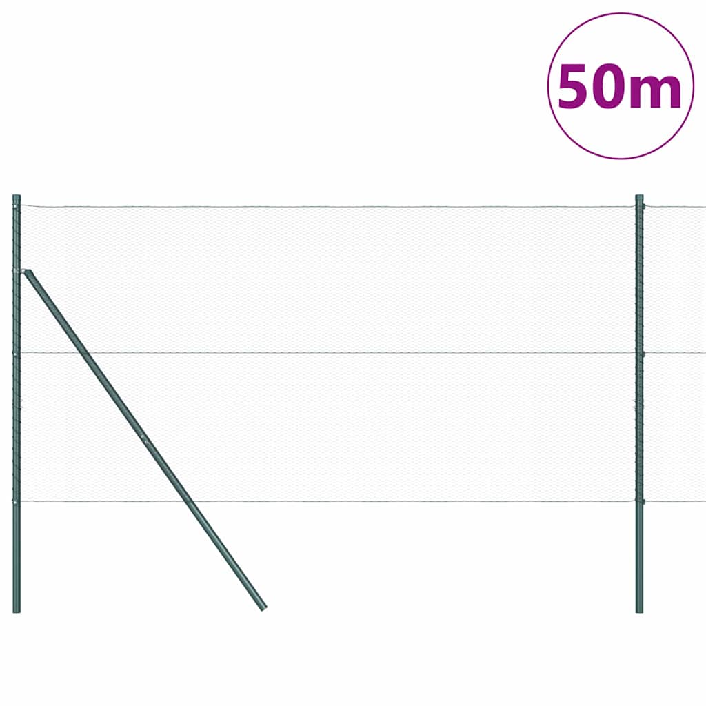 Žogs ar stabiņiem Zaļš 1 x 50 m Tērauds ar PVC pārklājumu