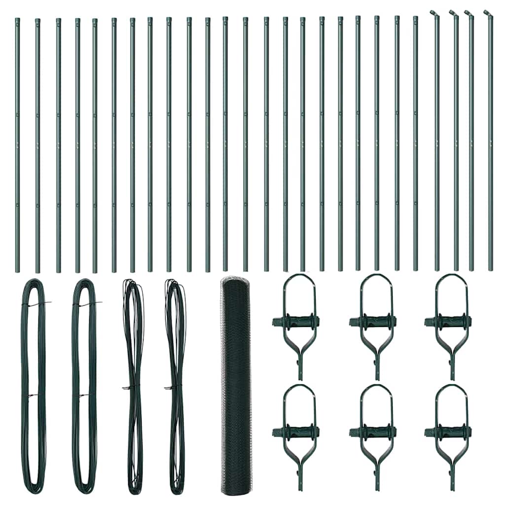 Žogs ar stabiem, zaļš, 1,2 x 50 m, ar PVC pārklājumu, tērauds