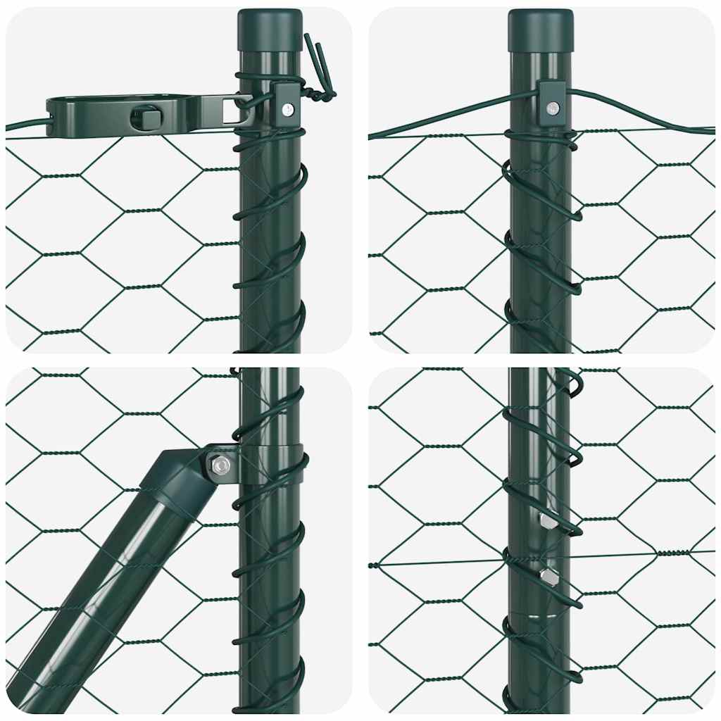 Žogs ar stabiem, zaļš, 1,2 x 50 m, ar PVC pārklājumu, tērauds