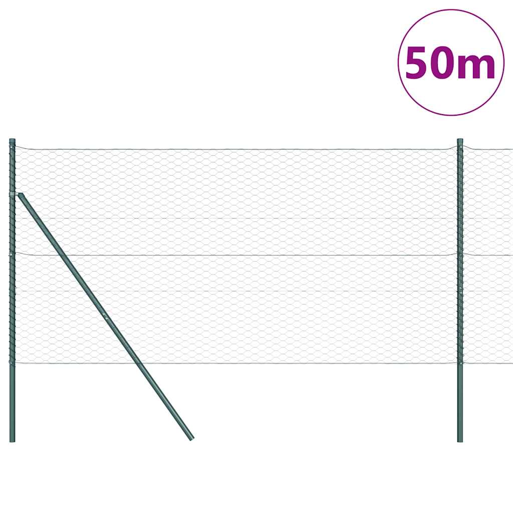Žogs ar stabiem, zaļš, 1,2 x 50 m, ar PVC pārklājumu, tērauds