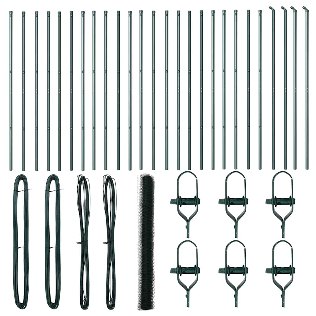 Žogs ar stabiem, zaļš, 1,5 x 50 m, ar PVC pārklājumu, tērauds