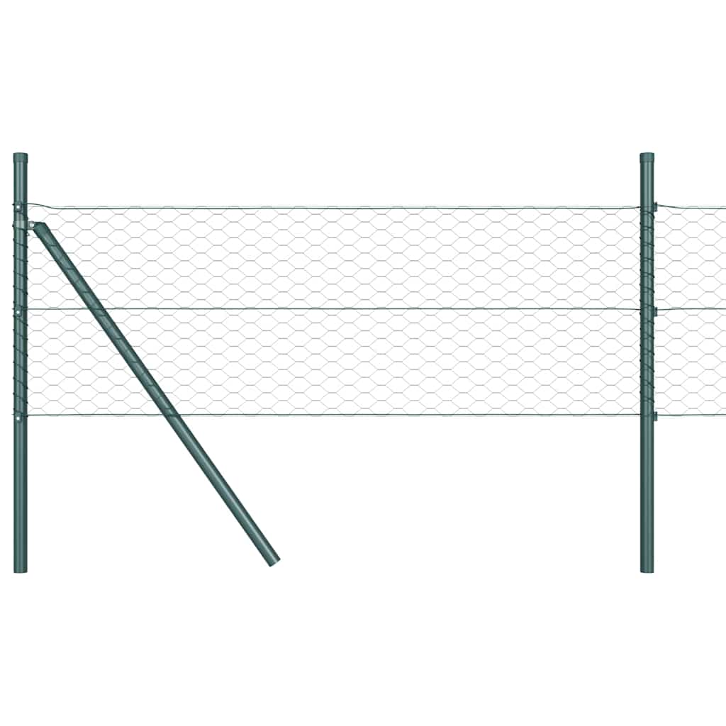 Fence with posts Green 0.6 x 100 m PVC coated steel